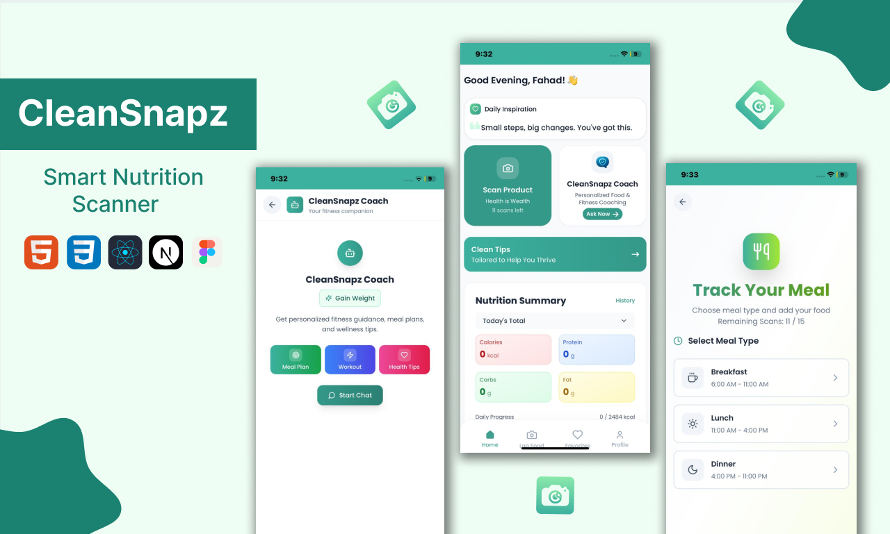 CleanSnapz – AI-Powered Nutrition & Meal Planning PWA